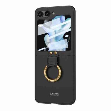 Husa Leather Cu Inel Samsung Z Flip 5 Negru