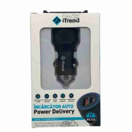 ITREND Incarcator Auto Cu USB SI type C Negru (PC133)
