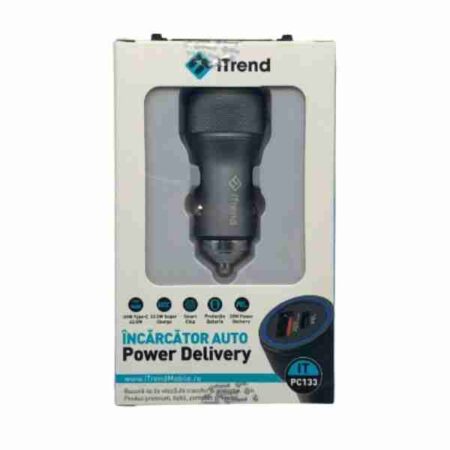 ITREND Incarcator Auto Cu USB Si Type C Gri (PC133)
