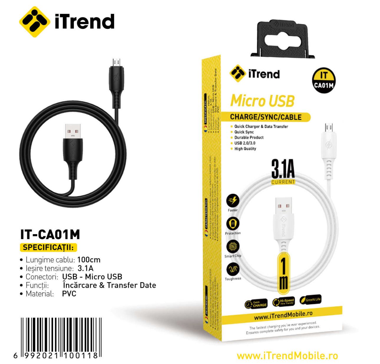 iTrend Cablu Micro USB (CA01M) Negru