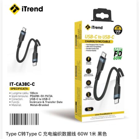 ITREND Cablu Type-C-Type-C 60W (CA38C-C) Negru