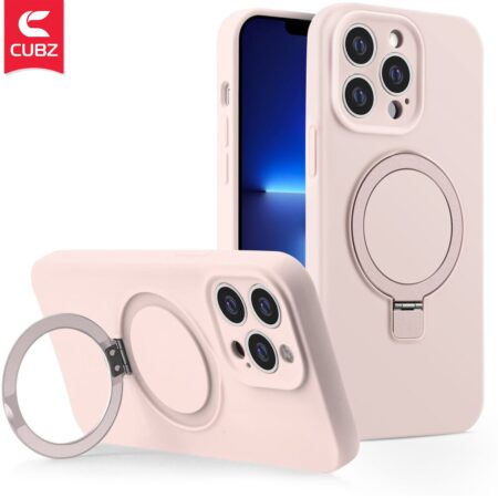 Husa Catifea Ring Magsafe iPhone 17 Roz